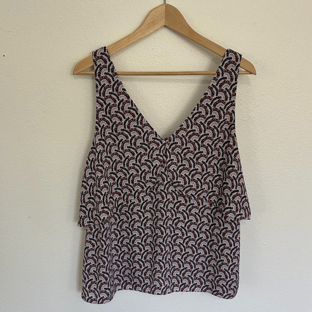 Chelsea 28 | Ruffle Tiered Cami Cutout Back Dressy Tank Top, size L